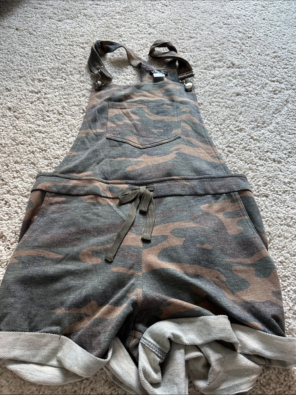 Camo Short Overalls Romper - Green Brown Venus small